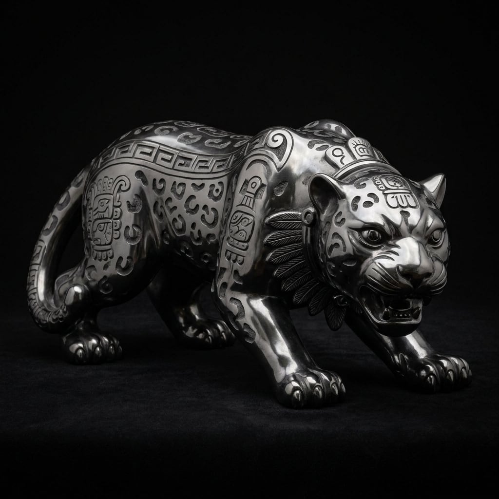 Escultura Nahual Jaguar en Furia Silenciosa
