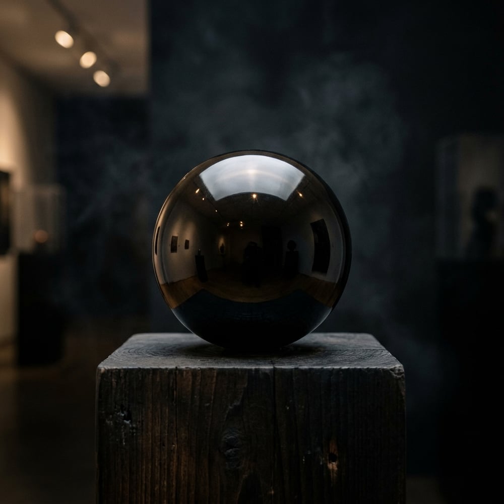 Dorodango Espejo de Obsidiana Negra & Polvo de Meteorito